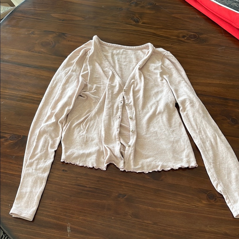 Women's Pink Button-Up Cropped Cardigan